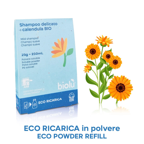 Shampoo delicato Calendula Biolu' polvere solubile